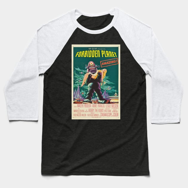 Forbidden Planet Baseball T-Shirt by MindsparkCreative